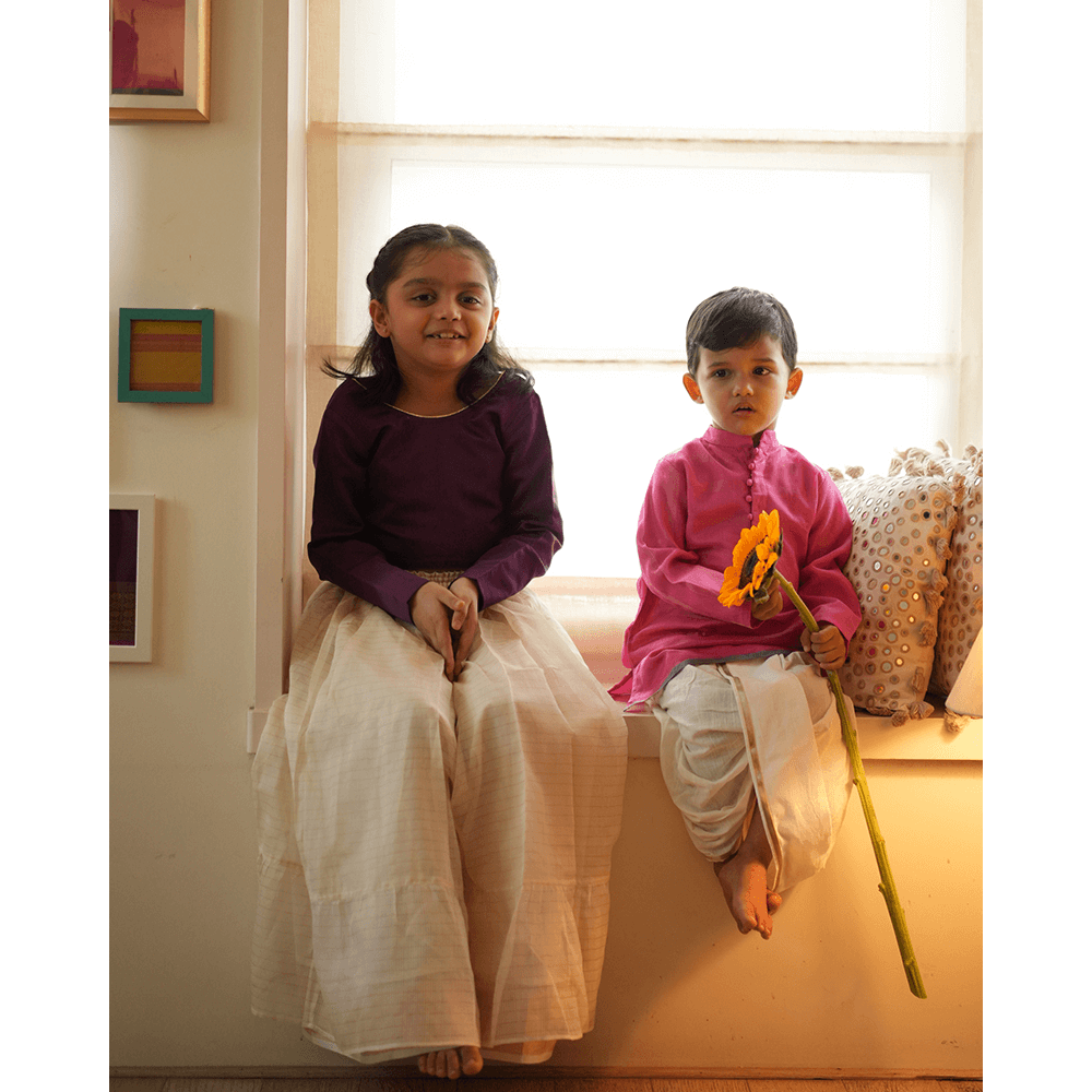 Love The World Today Anagha Lehenga Set - Purple &amp; White Gold