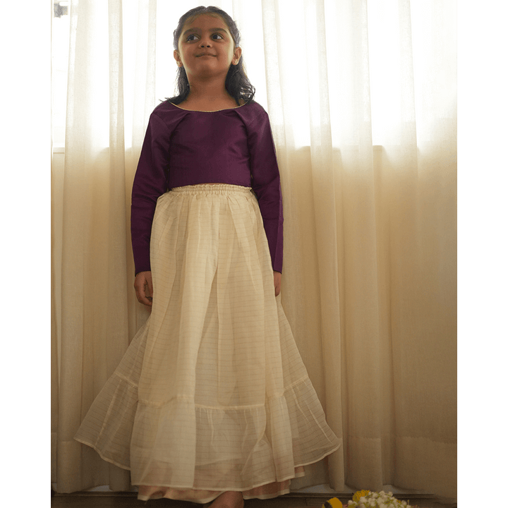 Love The World Today Anagha Lehenga Set - Purple &amp; White Gold