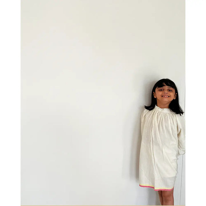 Love The World Today Cloud Kiss Kora Gathered Dress - Off White