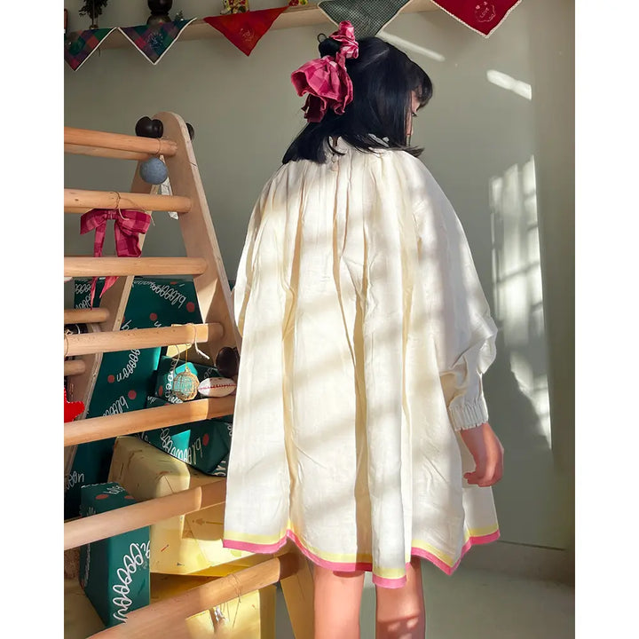 Love The World Today Cloud Kiss Kora Gathered Dress - Off White
