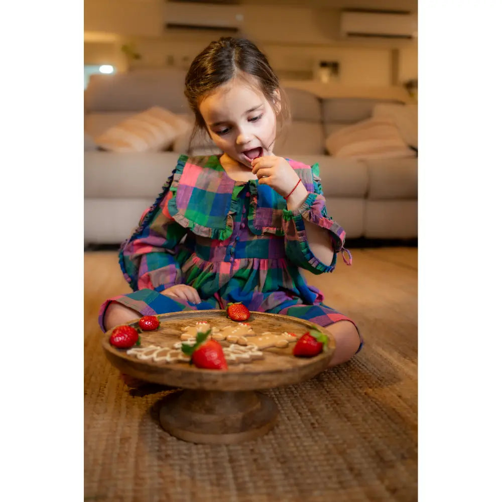 Love The World Today Spring Up Peter Pan Collar Dress In Handwoven Multi-Color Checks