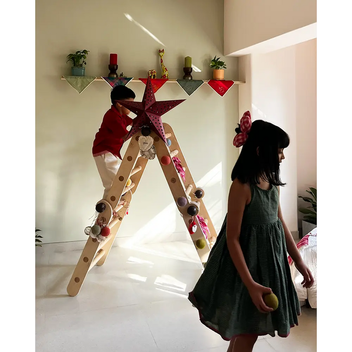 Love The World Today Bloom Handmade Green Checkered Halter Neck Girls Dress