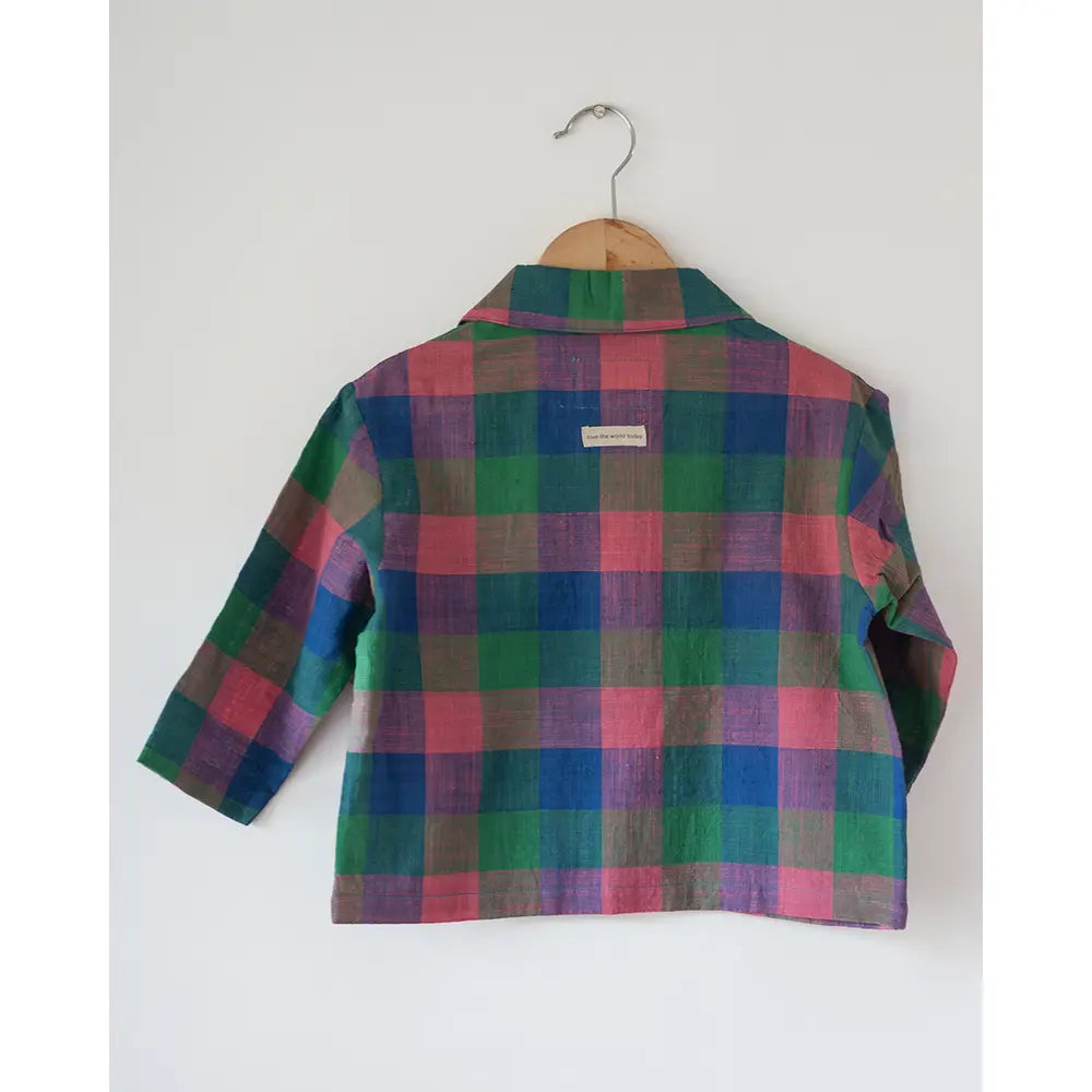 Love The World Today Cloud Drift Oversized Shirt In Handwoven Cotton - Multi color