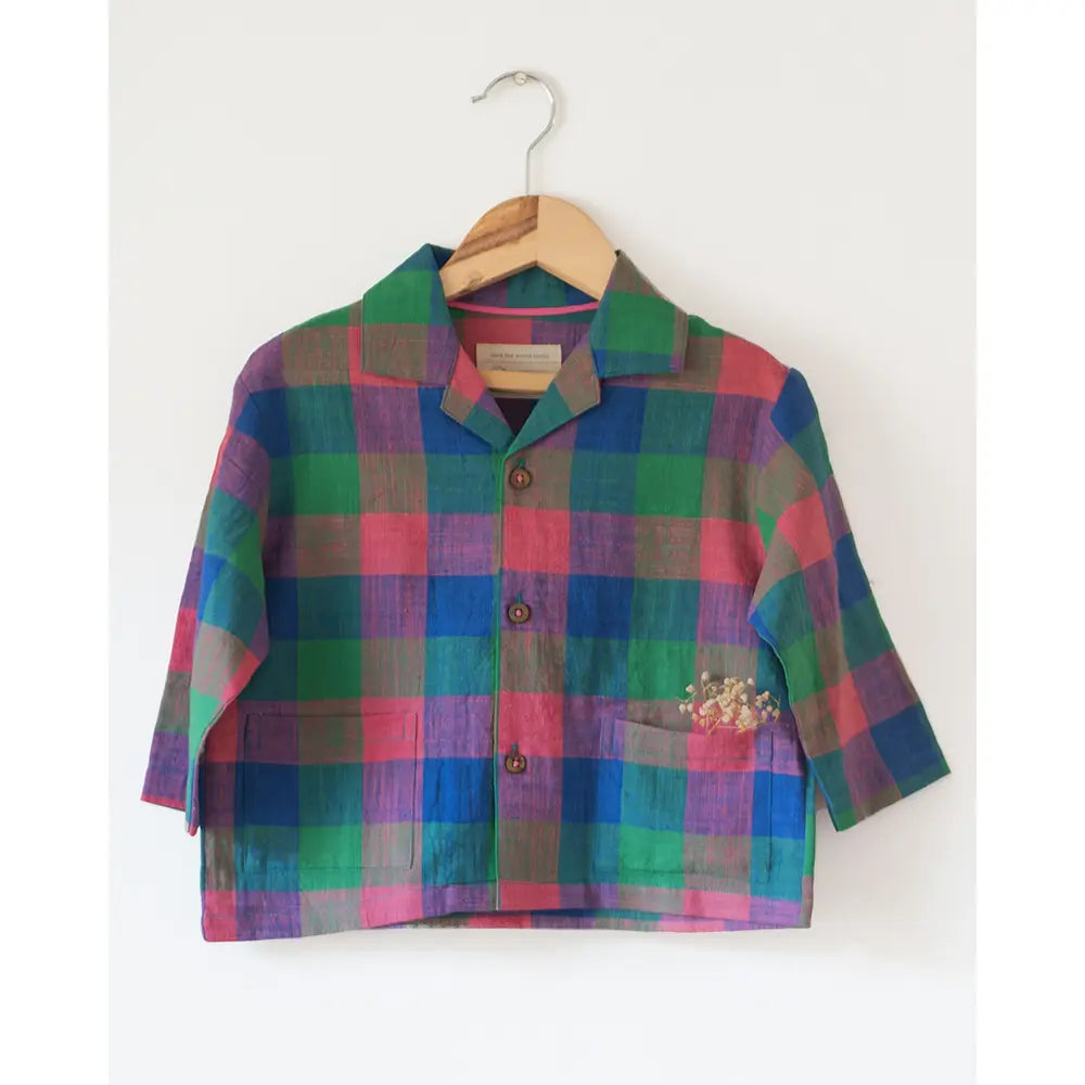 Love The World Today Cloud Drift Oversized Shirt In Handwoven Cotton - Multi color