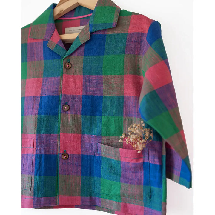 Love The World Today Cloud Drift Oversized Shirt In Handwoven Cotton - Multi color
