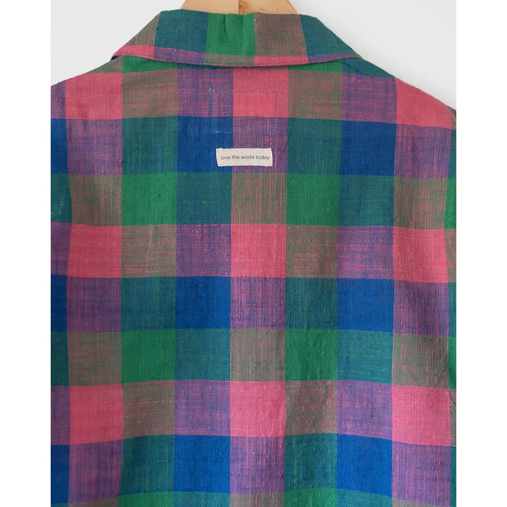 Love The World Today Cloud Drift Oversized Shirt In Handwoven Cotton - Multi color