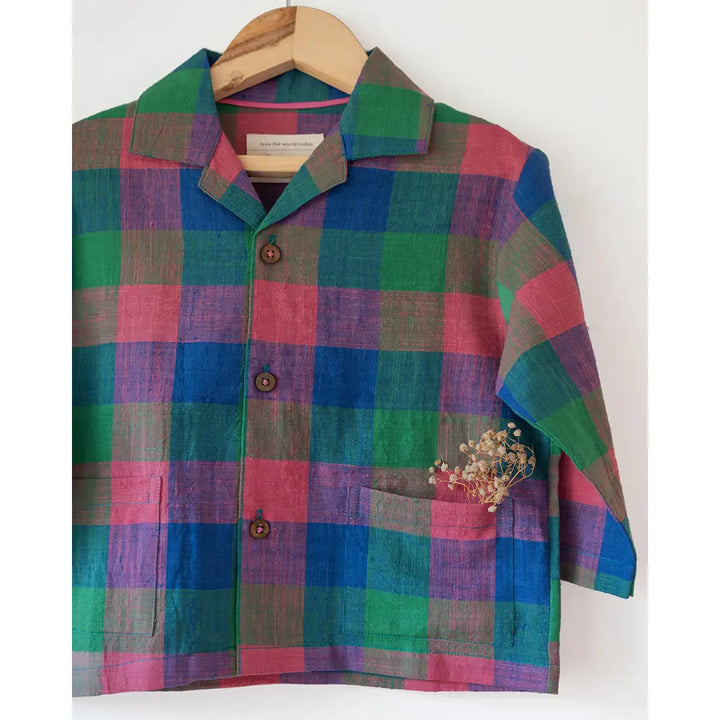 Love The World Today Cloud Drift Oversized Shirt In Handwoven Cotton - Multi color