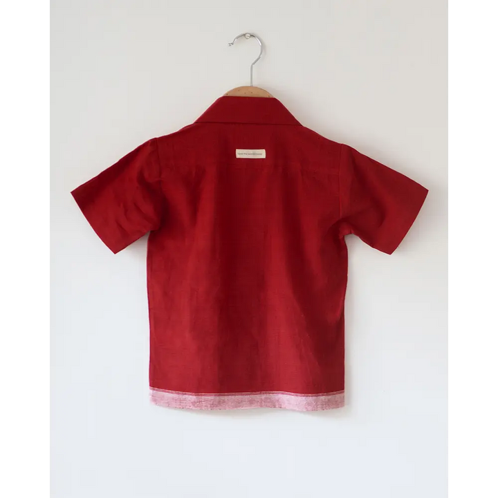 Love The World Today Boogie Red Boys Handwoven Cotton Shirt