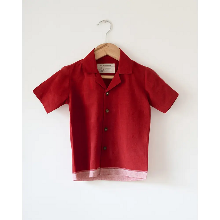 Love The World Today Boogie Red Boys Handwoven Cotton Shirt