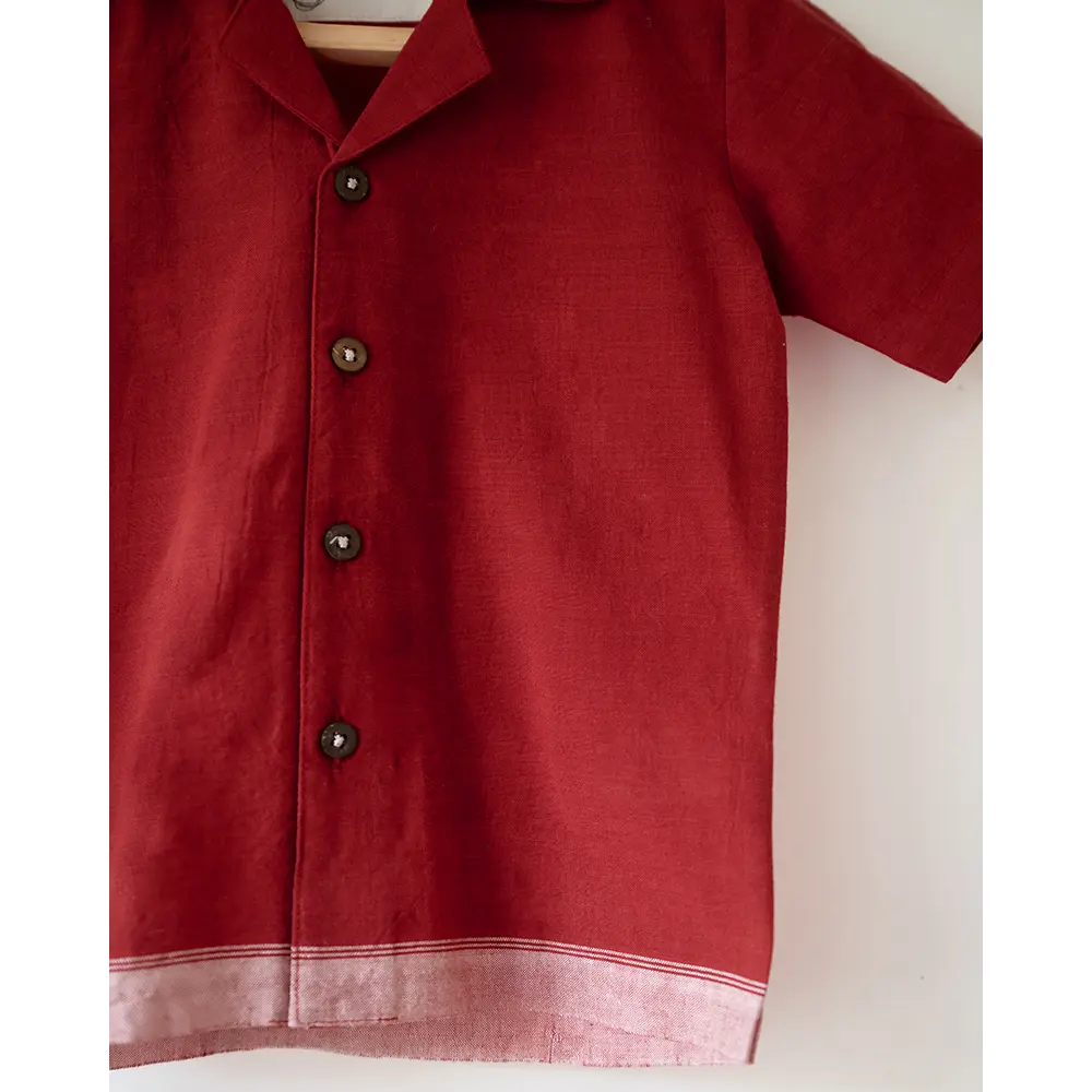 Love The World Today Boogie Red Boys Handwoven Cotton Shirt