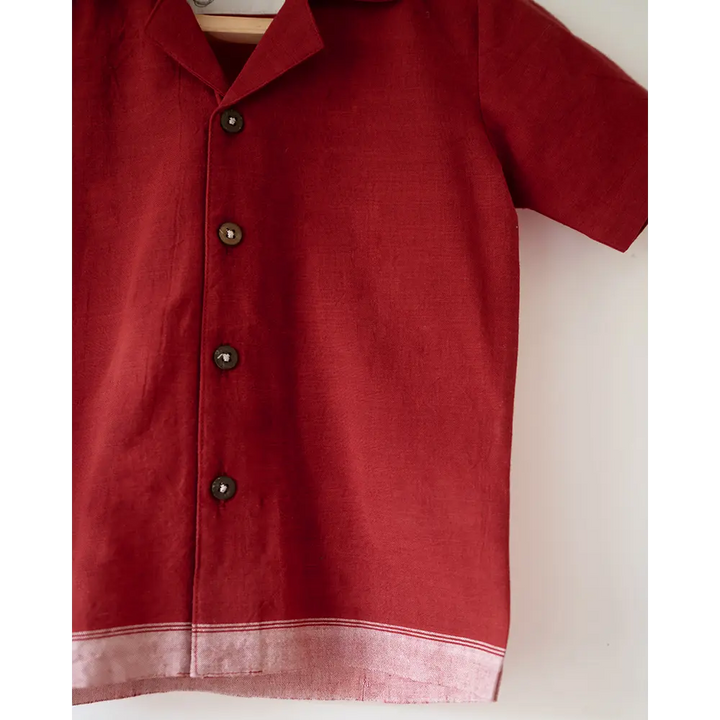 Love The World Today Boogie Red Boys Handwoven Cotton Shirt