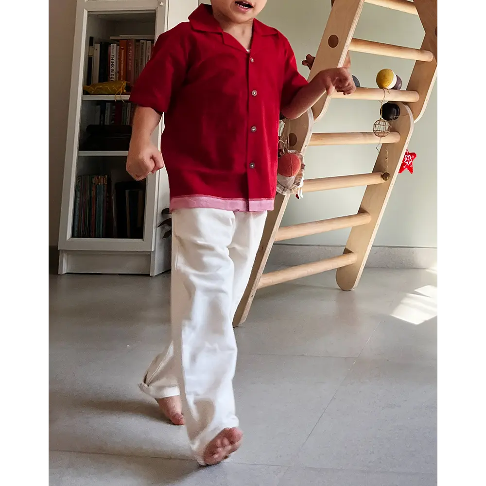 Love The World Today Boogie Red Boys Handwoven Cotton Shirt