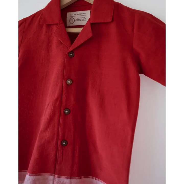 Love The World Today Boogie Red Boys Handwoven Cotton Shirt