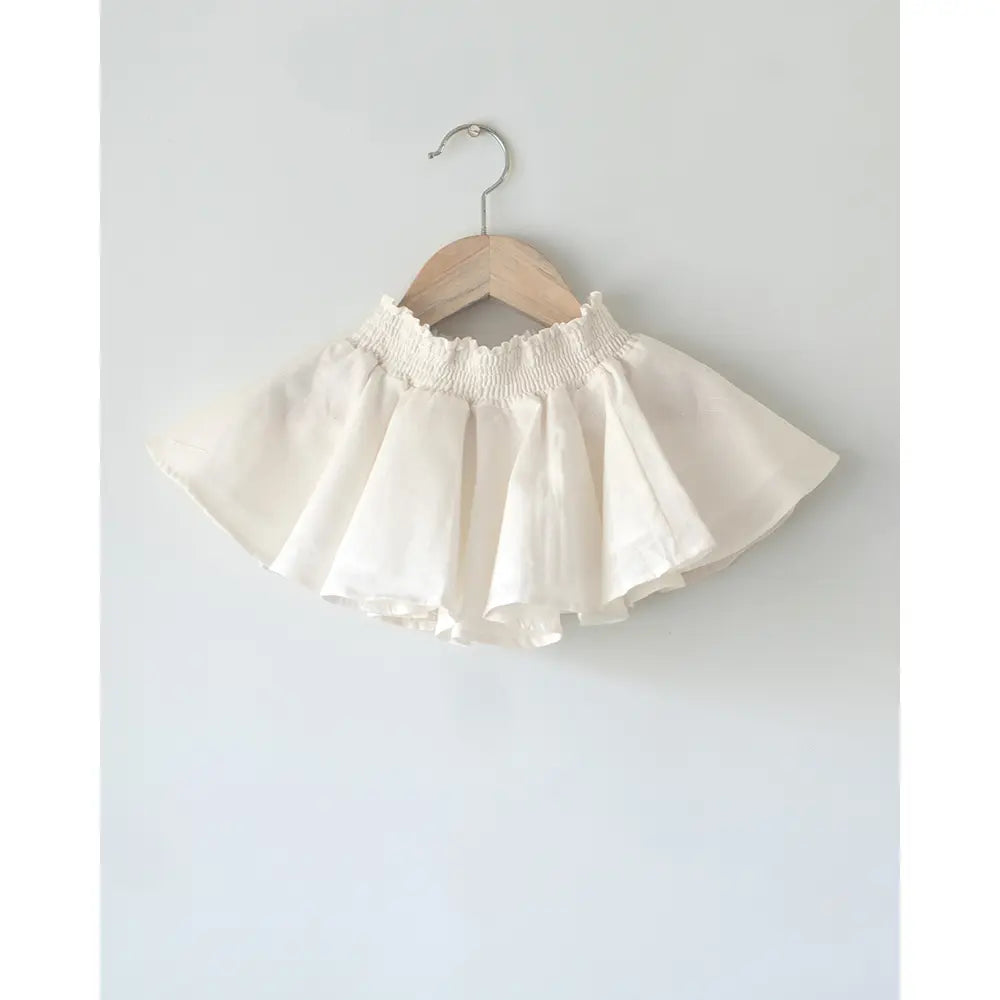 Love The World Today Round And Round White Slub Twirl Skirt - Off White