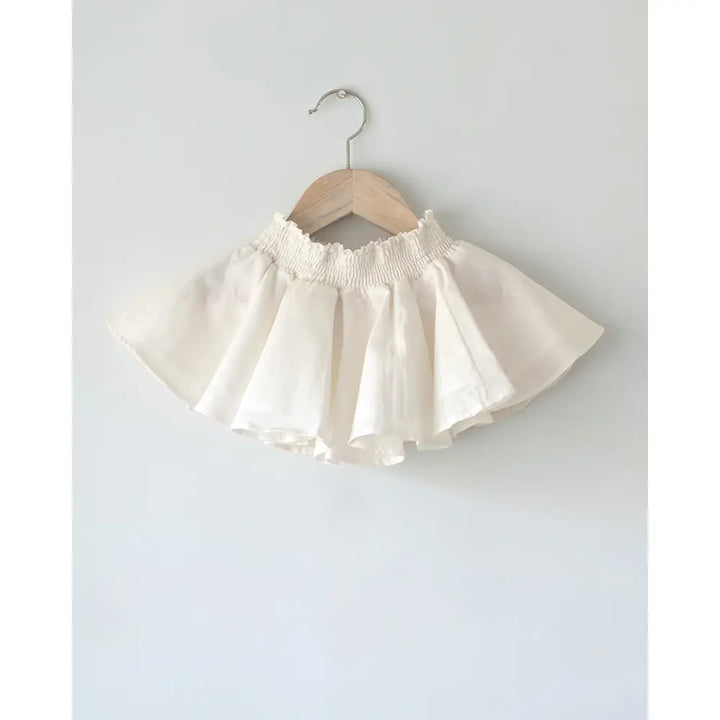 Love The World Today Round And Round White Slub Twirl Skirt - Off White