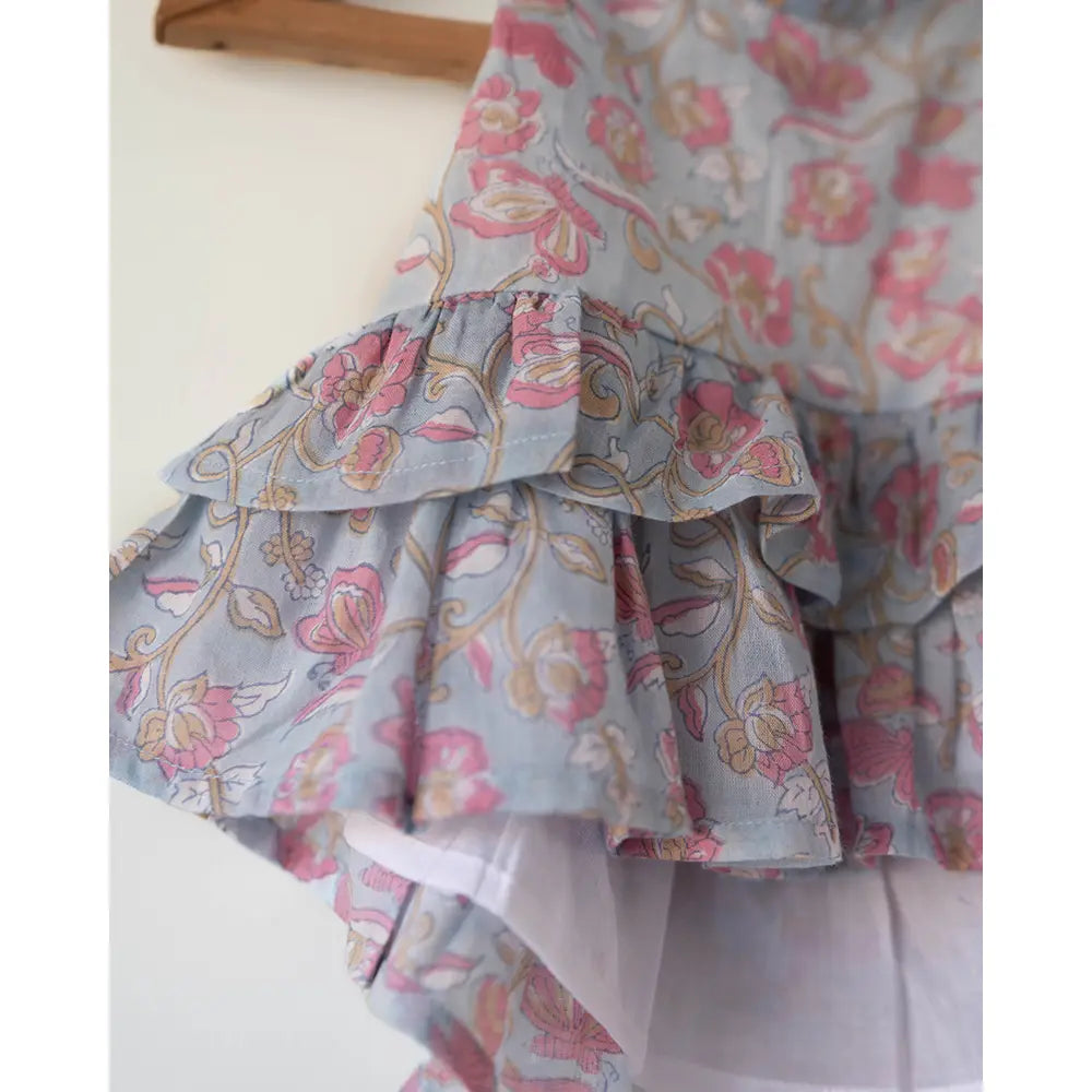 Love The World Today Flutter Sky Blue Butterfly Halter Top Skirt Co-Ord For Girls