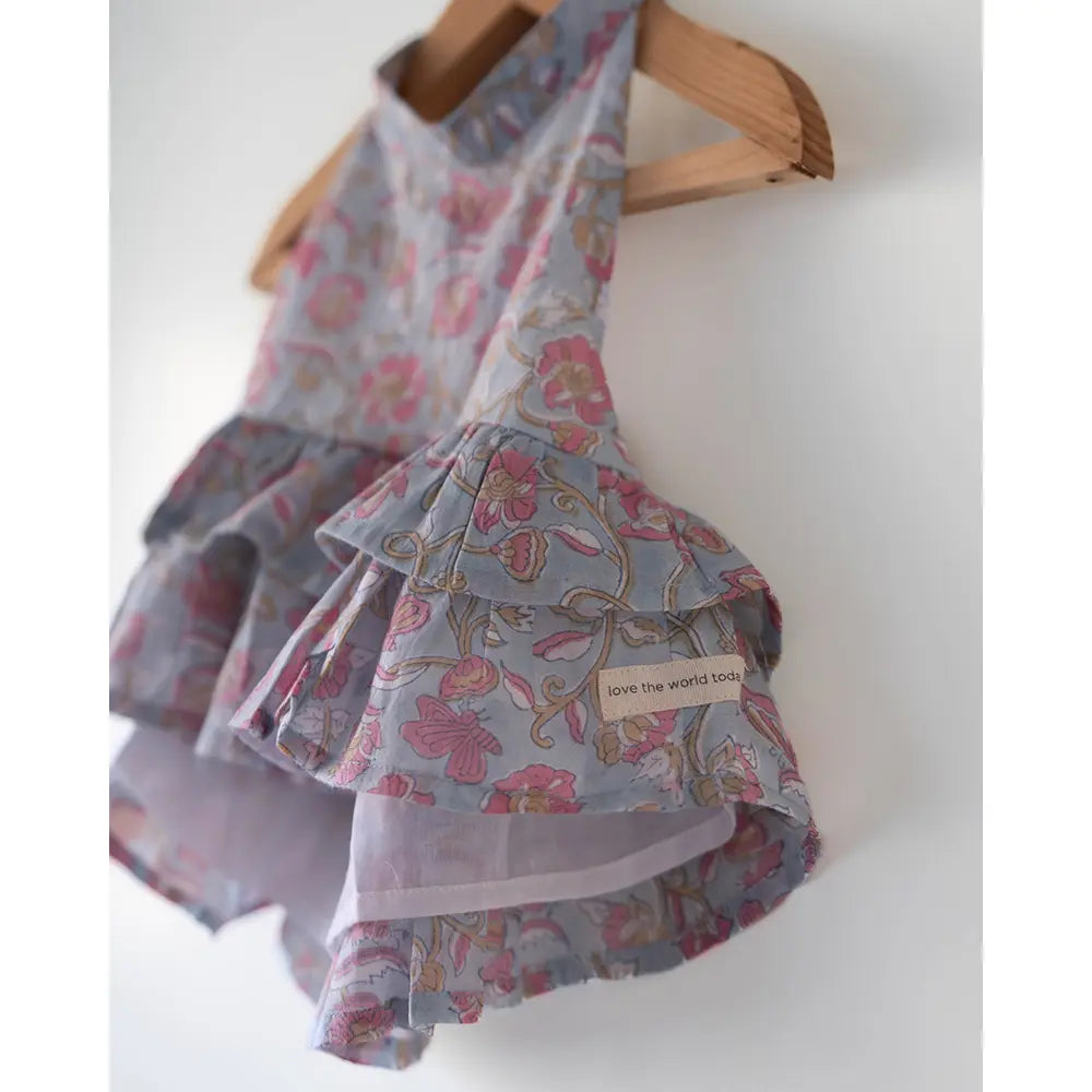 Love The World Today Flutter Sky Blue Butterfly Halter Top Skirt Co-Ord For Girls