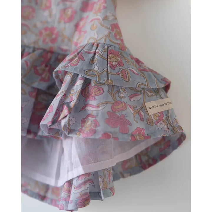 Love The World Today Flutter Sky Blue Butterfly Halter Top Skirt Co-Ord For Girls