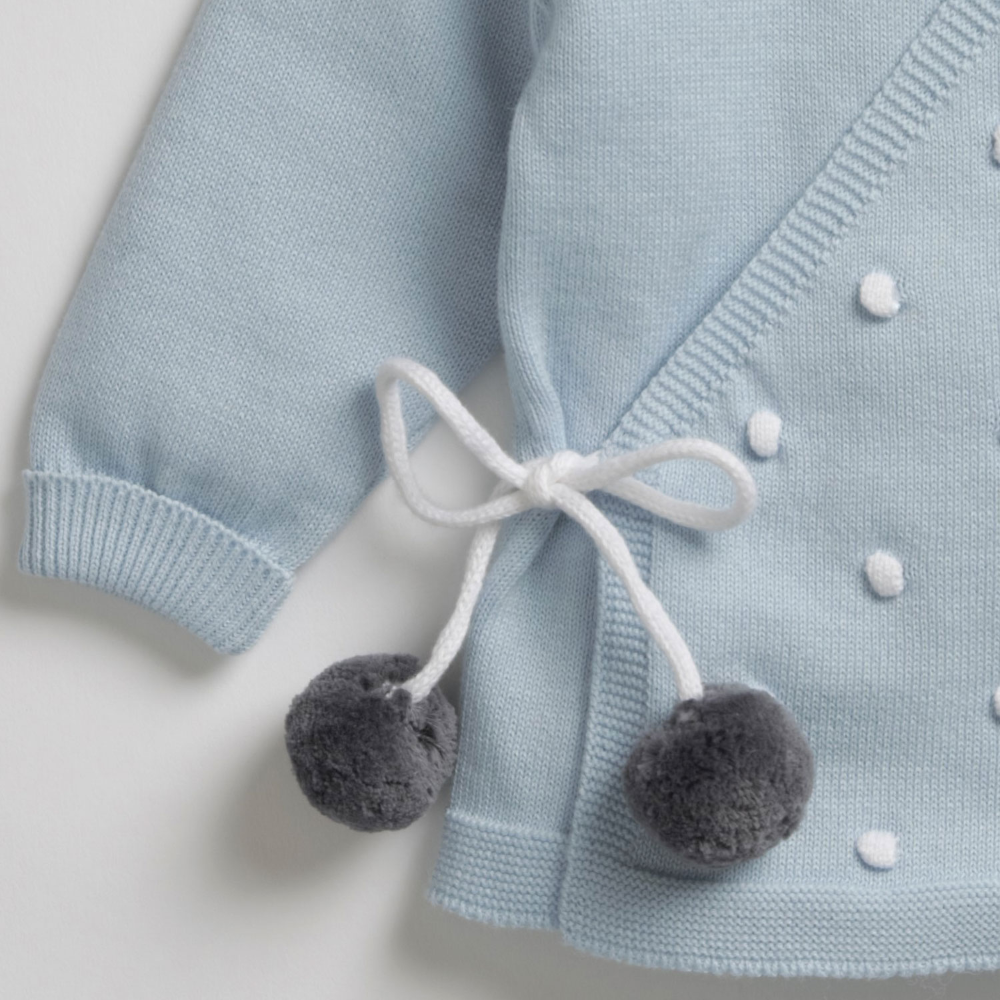 Tiny Twig Knitted Kimono Set - Cool Blue/Soft Grey