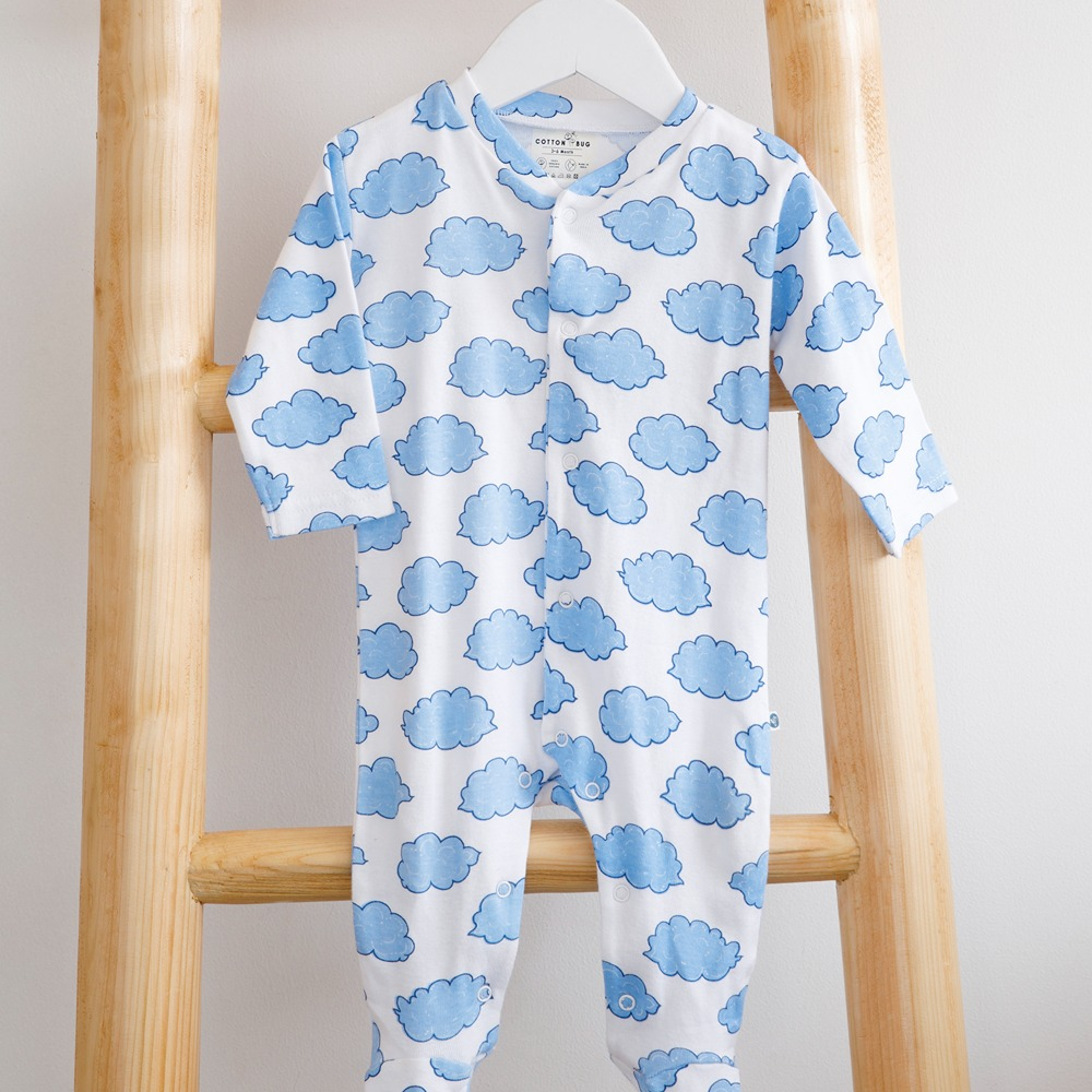 Cotton Bug Pyjama Romper - Cloud
