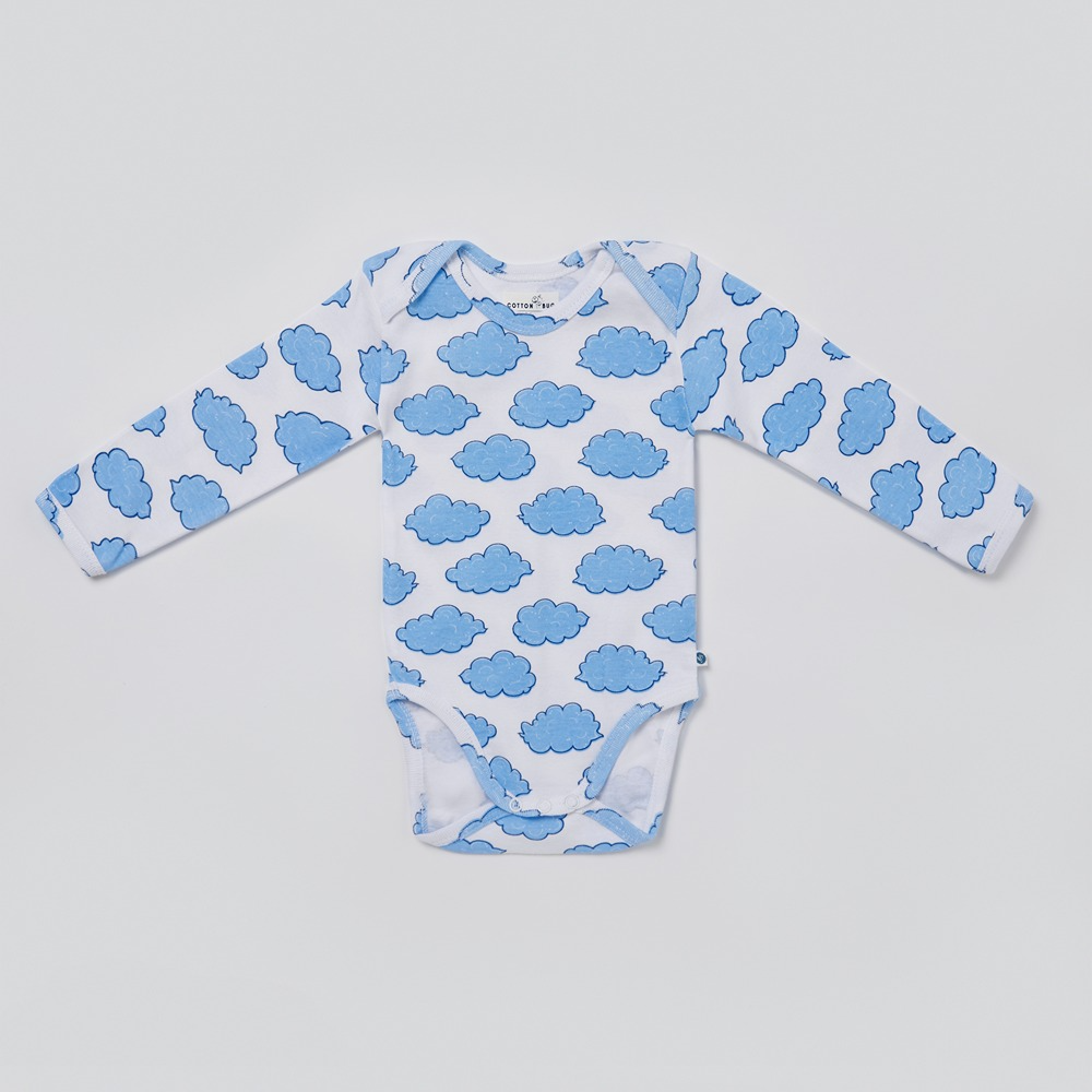 Cotton Bug Full Sleeves Romper - Set of 3 - Cloud