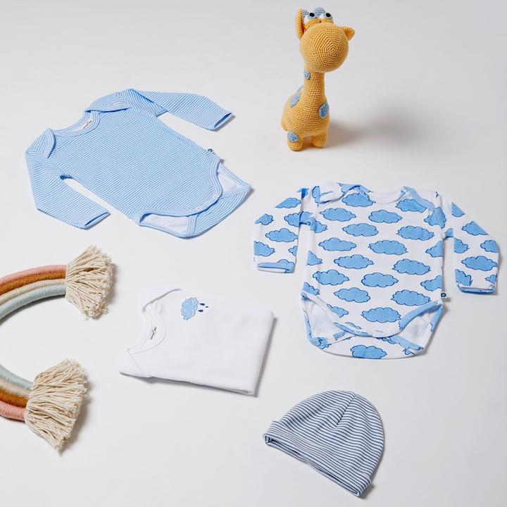 Cotton Bug Full Sleeves Romper - Set of 3 - Cloud