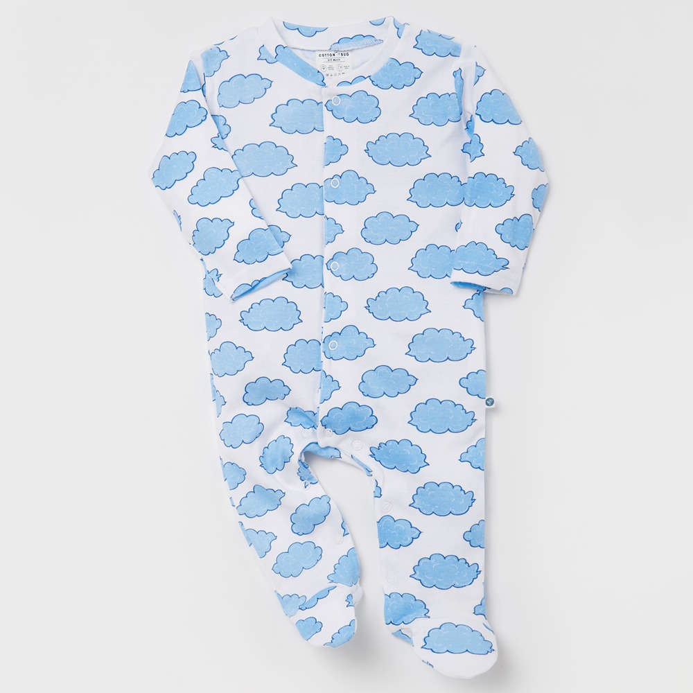Cotton Bug Pyjama Romper - Cloud