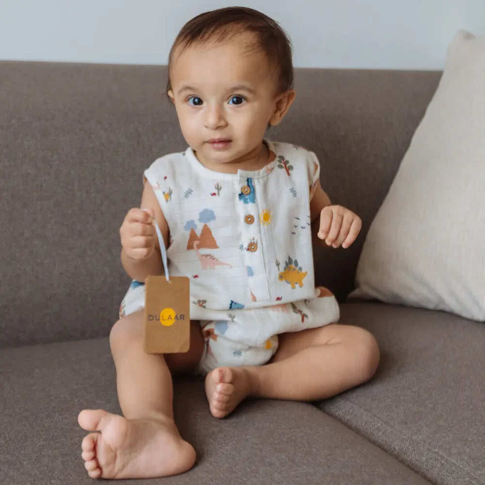 Dulaar Organic Muslin Essentials (Set of 2) - A Day with Dinos