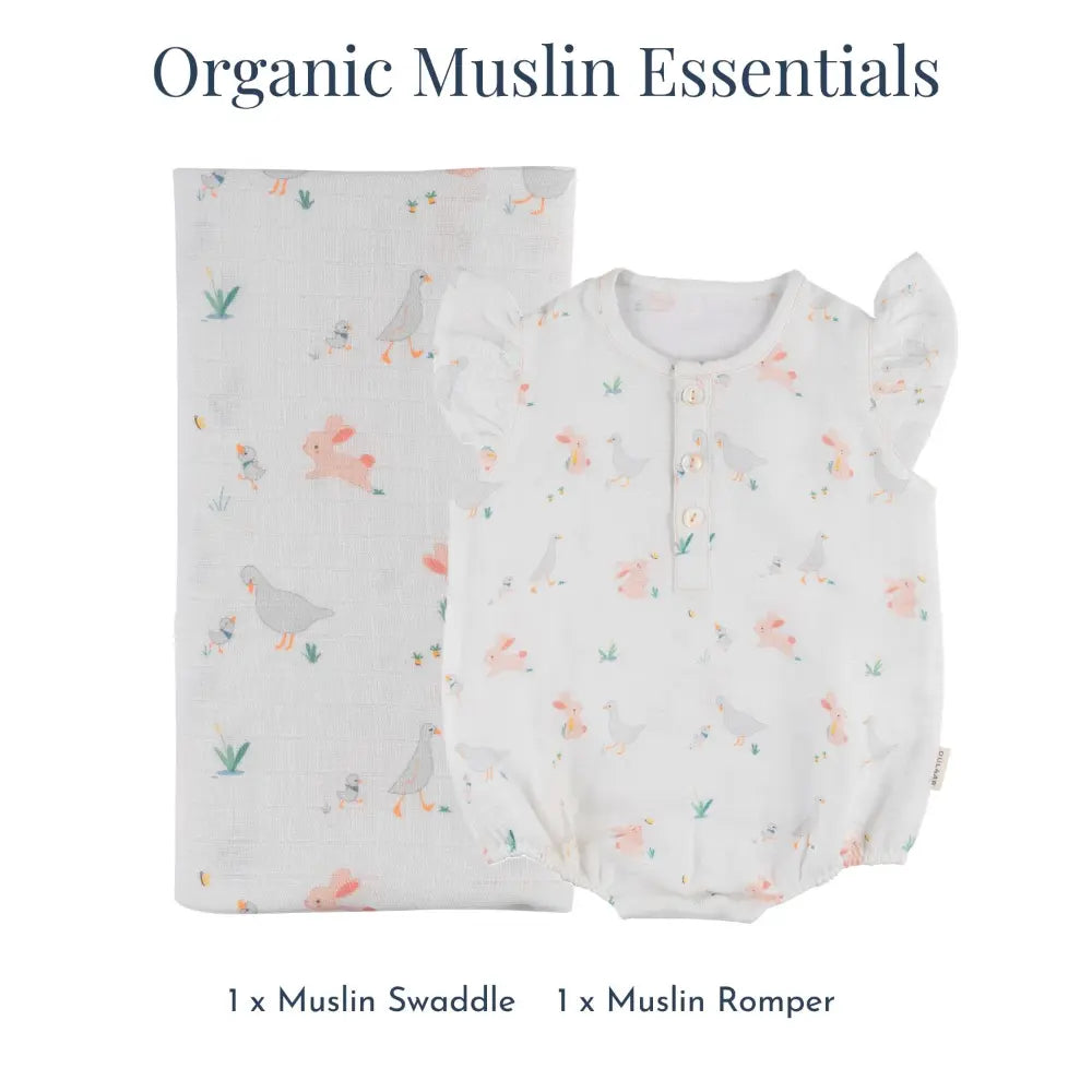 Dulaar Organic Muslin Essentials (Set of 2) - Bunny Hops and Duck Walks