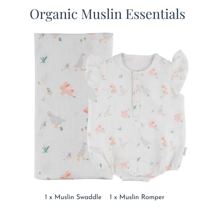 Dulaar Organic Muslin Essentials (Set of 2) - Bunny Hops and Duck Walks