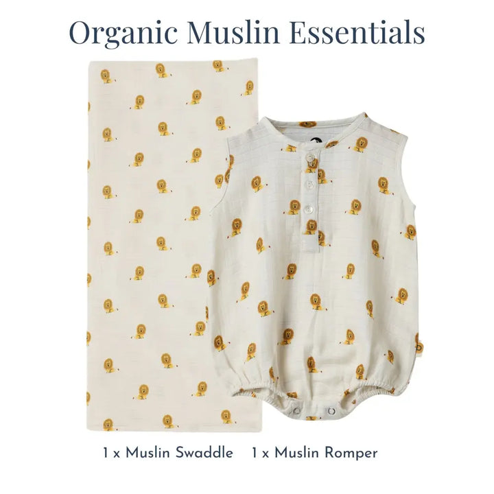 Dulaar Organic Muslin Essentials (Set of 2) - Just Lion Around