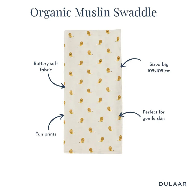 Dulaar Organic Muslin Essentials (Set of 2) - Just Lion Around