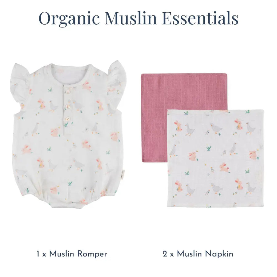 Dulaar Organic Muslin Essentials (Set of 3) - Bunny Hops and Duck Walks