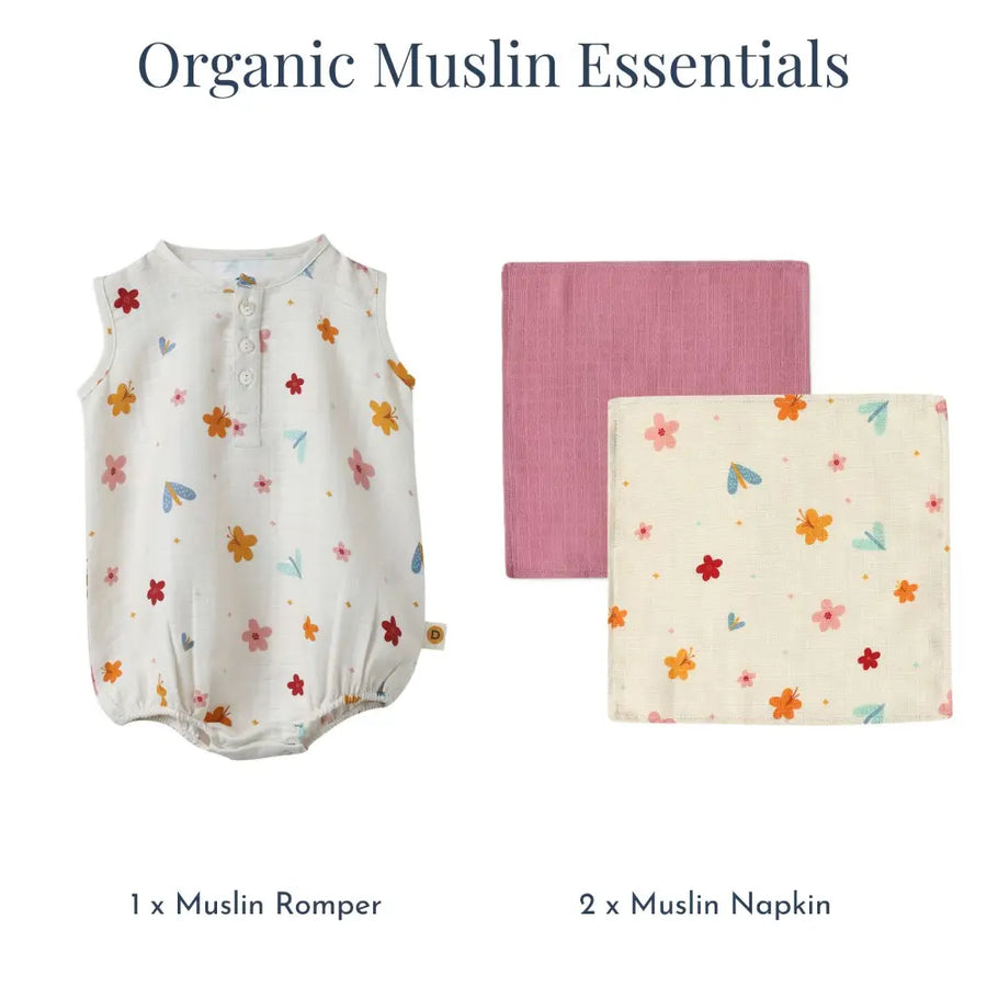 Dulaar Organic Muslin Essentials (Set of 3) - A World in Bloom