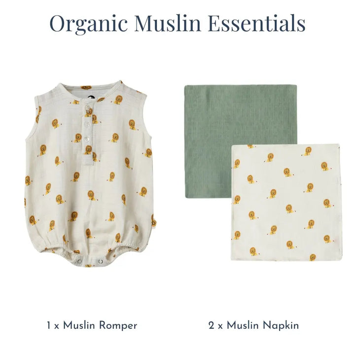 Dulaar Organic Muslin Essentials (Set of 3) - Just Lion Around
