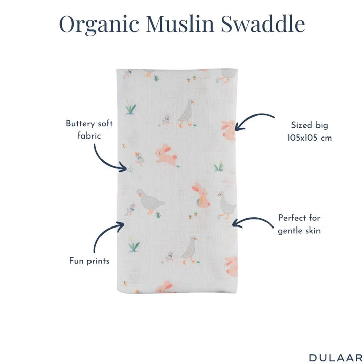Dulaar Organic Muslin Essentials Set - Bunny Hops and Duck Walks