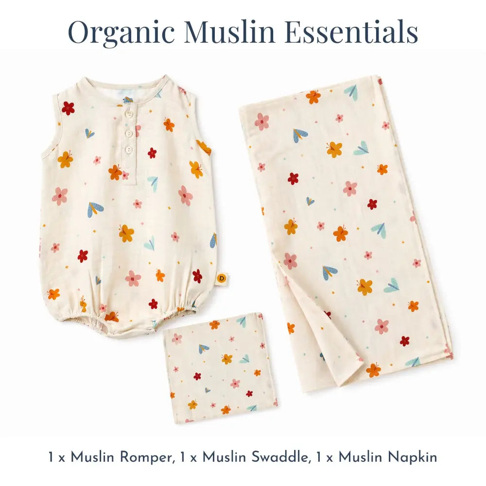 Dulaar Organic Muslin Essentials Set - A World in Bloom