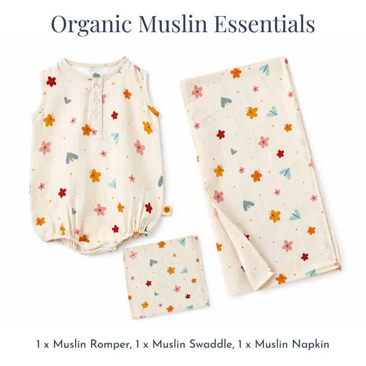 Dulaar Organic Muslin Essentials Set - A World in Bloom