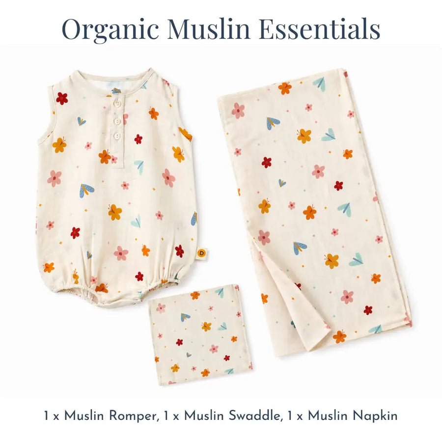 Dulaar Organic Muslin Essentials Set - A World in Bloom