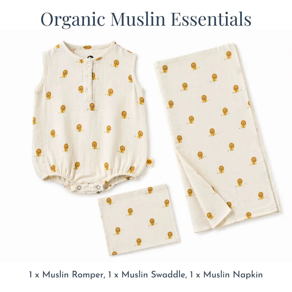 Dulaar Organic Muslin Essentials Set - Just Lion Around