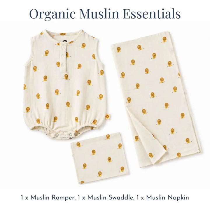 Dulaar Organic Muslin Essentials Set - Just Lion Around