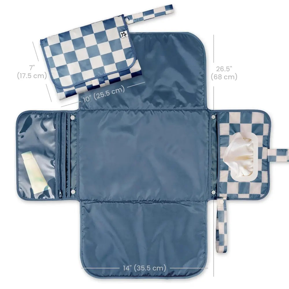 Tiny Twinkle Portable Diaper Changing Pad - Blue Checkers