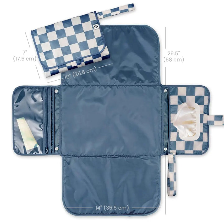 Tiny Twinkle Portable Diaper Changing Pad - Blue Checkers
