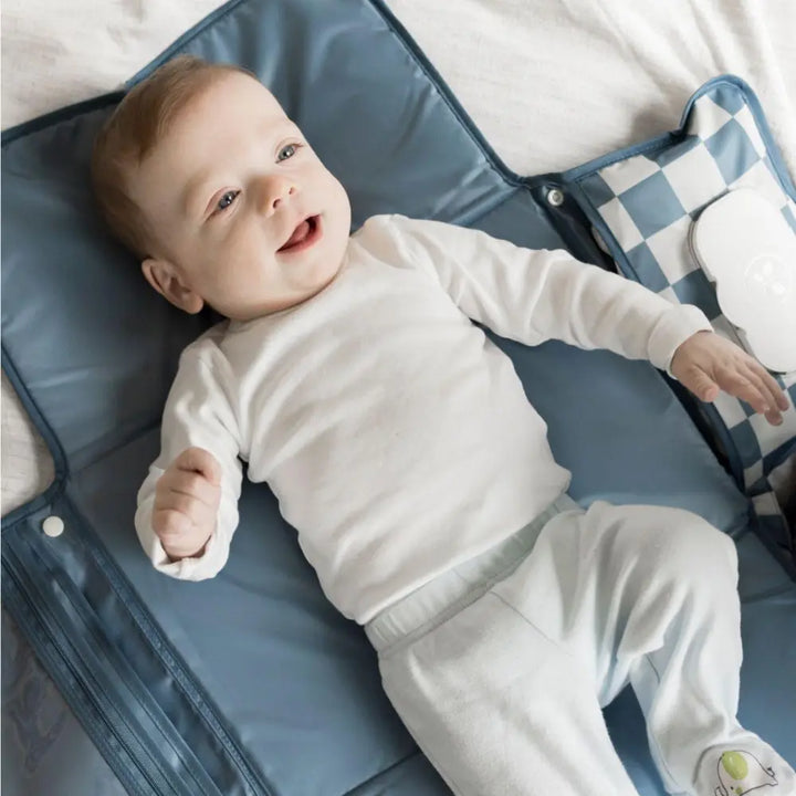 Tiny Twinkle Portable Diaper Changing Pad - Blue Checkers