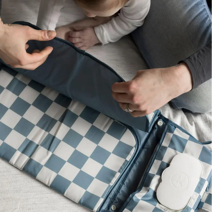 Tiny Twinkle Portable Diaper Changing Pad - Blue Checkers