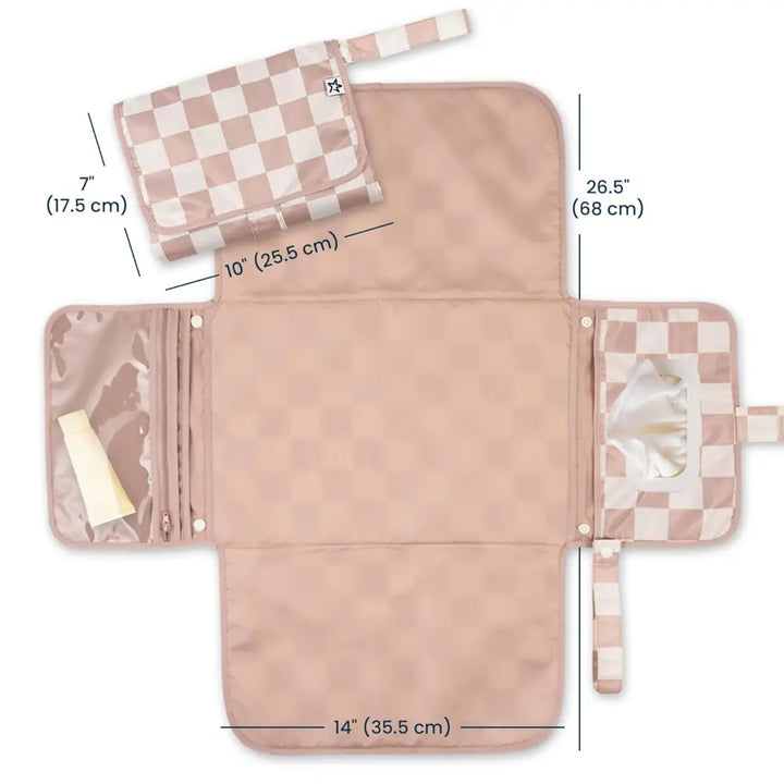 Tiny Twinkle Portable Diaper Changing Pad - Beige Checkers