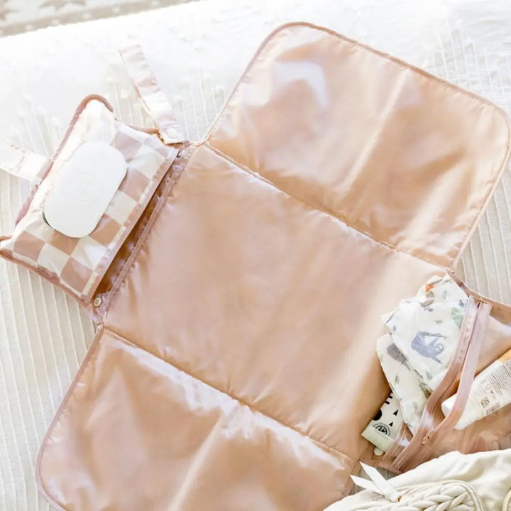 Tiny Twinkle Portable Diaper Changing Pad - Beige Checkers