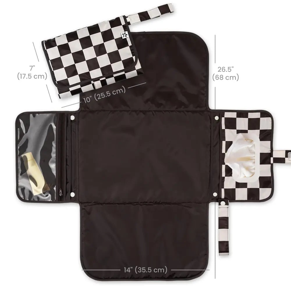 Tiny Twinkle Portable Diaper Changing Pad - Black Checkers