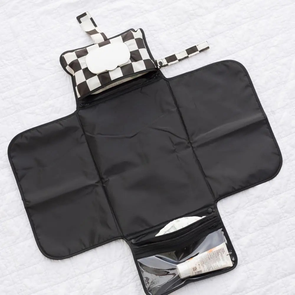 Tiny Twinkle Portable Diaper Changing Pad - Black Checkers