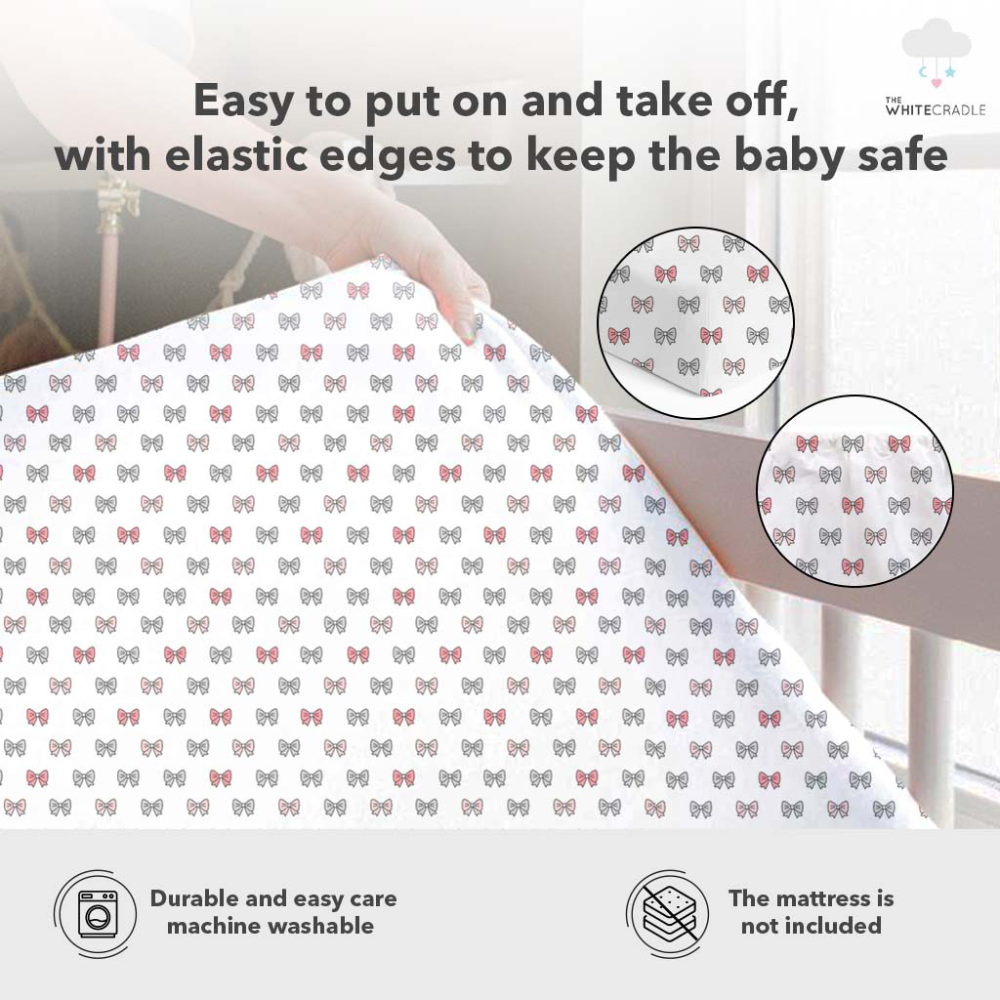 The White Cradle Cotton Crib Fitted Sheets (Pack of 2)